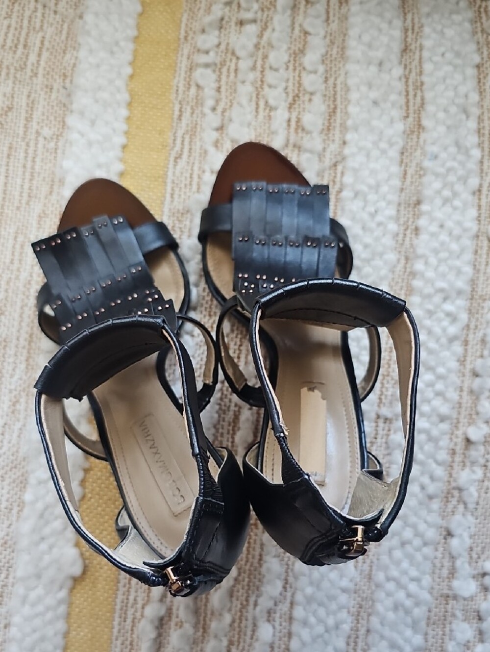 BCBGMaxAzria MA-Leigh Black Fringe Strappy High-Heel Sandals - Picture 5 of 12